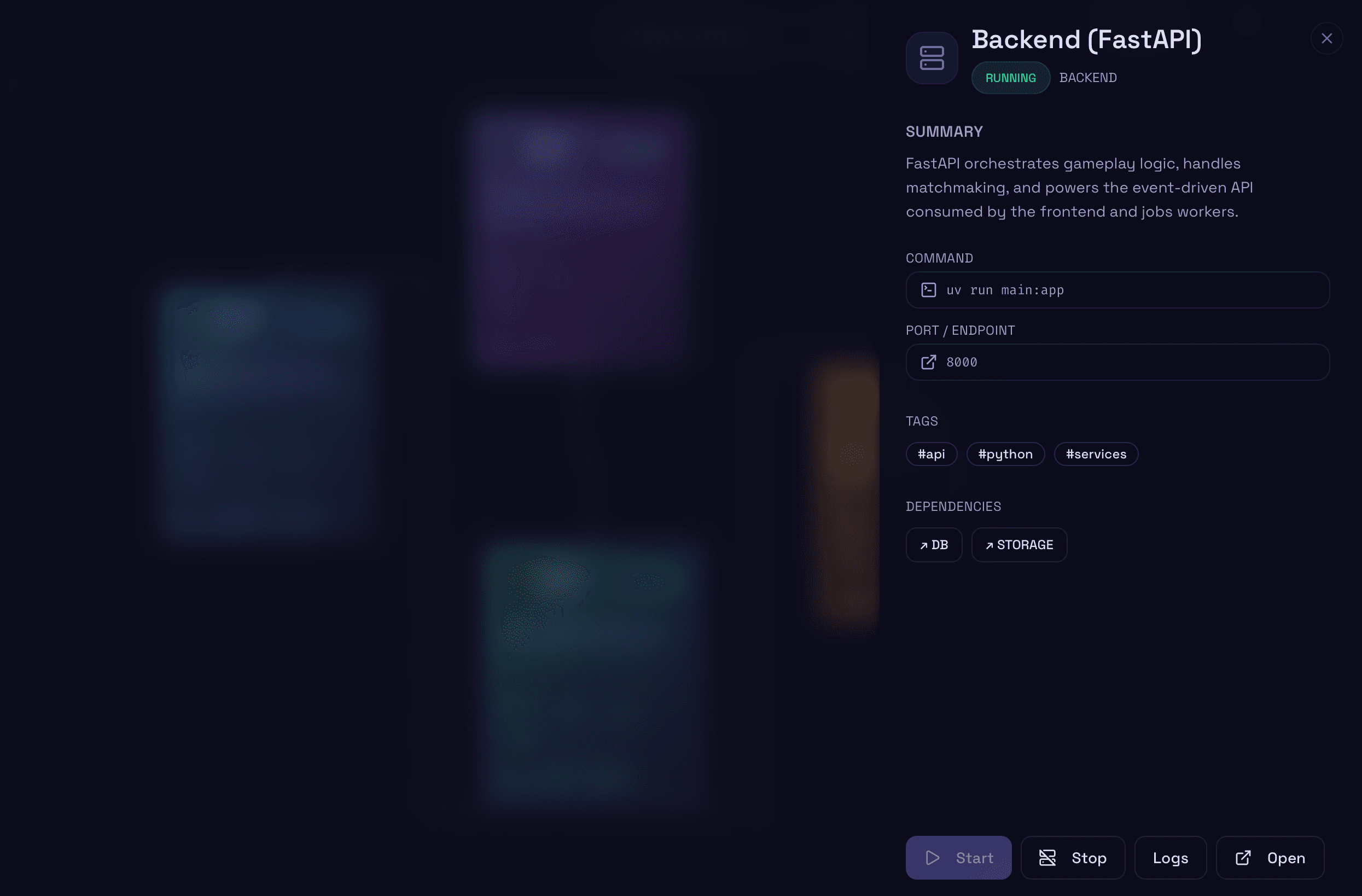 Durango service management interface